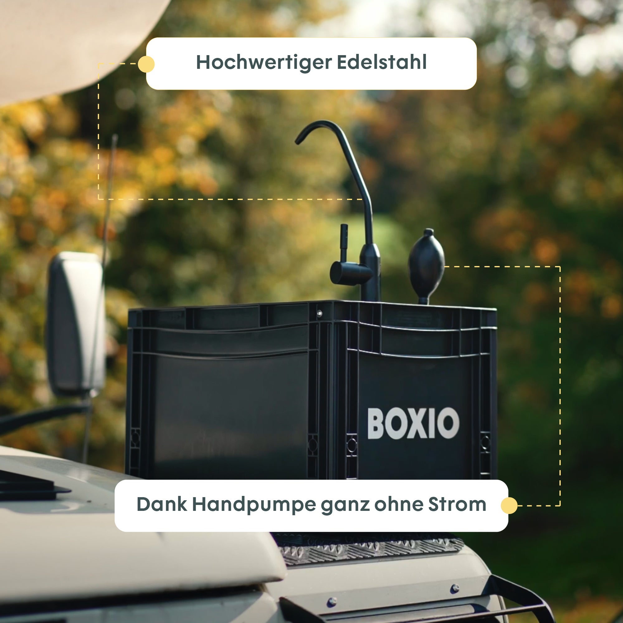 BOXIO WASH PLUS | Mobiles Waschbecken mit Campingdusche