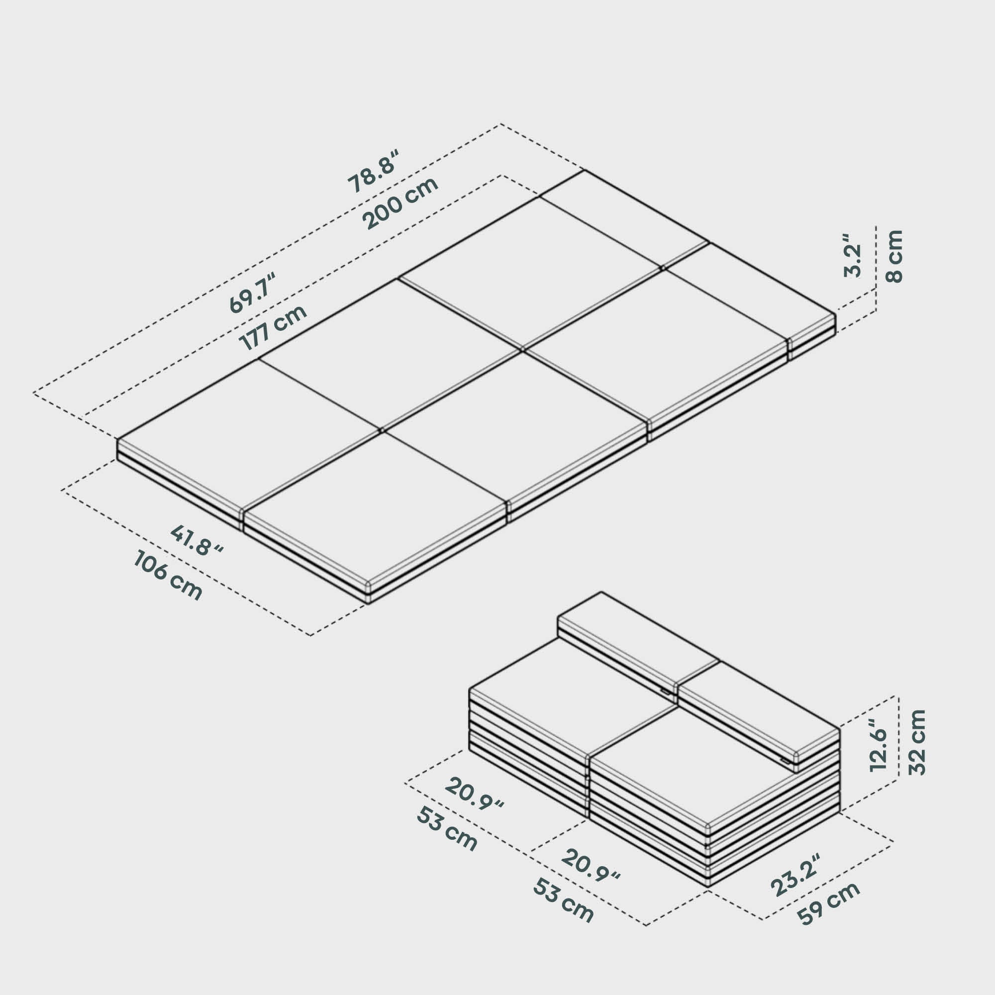 BOXIO RACK SLEEP 3'6" x 6'7" I Folding mattresses